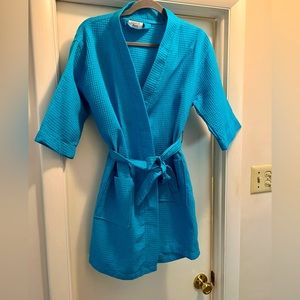 Aqua blue waffle style robe